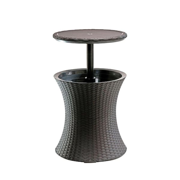 Resin Pacific Cool Bar Patio Outdoor Bistro and Hot Tub Side Table with 7.5 Gal. Beer and Wine Cooler with Extension