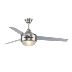 Cappleman 52 in. Indoor Brushed Nickel 2-Light Modern Ceiling Fan with Light, Pull Chains, and 3 Blades