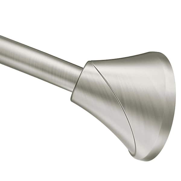 57-60 in. Metal Curved Tension Shower Curtain Rod with Brushed Nickel Finish and No-Drill Installation