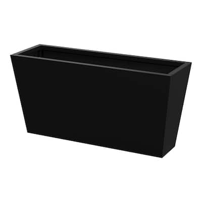 15 in. H x 31 in. W Black Metal Planter Box with Drainage Hole Modern Garden Yard Outdoor Planters for Patio