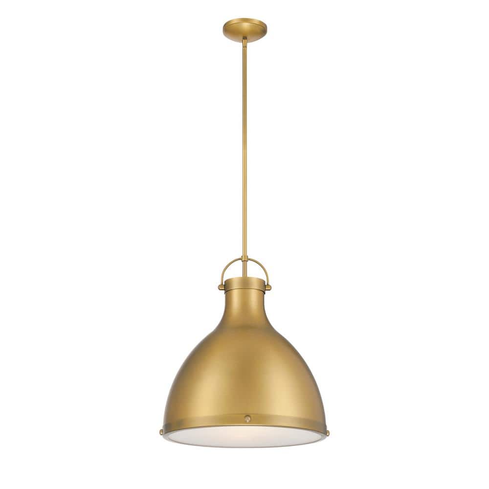 Lynk 100-Watt 1-Light Legacy Brass Cone Pendant Light with an Etched Opal Glass Shade, No Bulb Included price history on PriceWatchPro