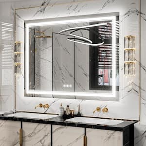 48 in. W x 36 in. H Rectangular Frameless LED Light Anti-Fog Wall Bathroom Vanity Mirror with Frontlit and Backlit