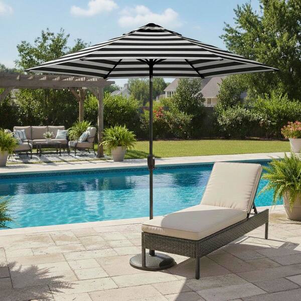 large patio umbrella with black pole 10ft 3-Tier Market White Pole, Push Button Tilt, Crank Lift making it an ideal choice for both commercial and residential settings alike 9 ft. Aluminum Pole Black
