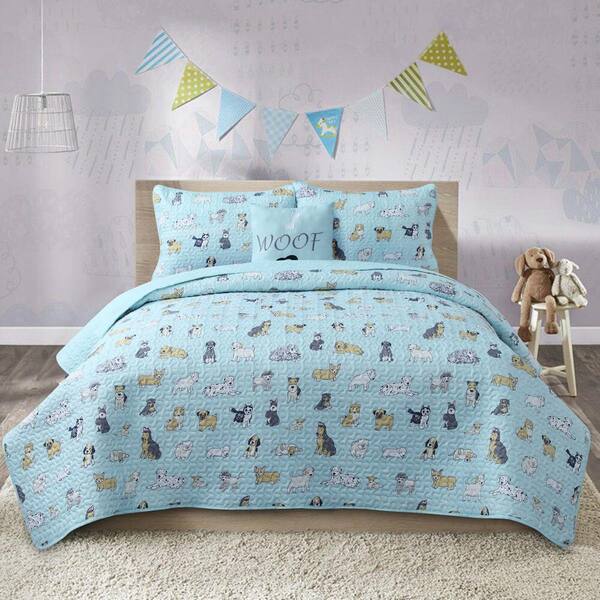 Seaside Resort Puppies Twin 3-Piece Quilt Set
