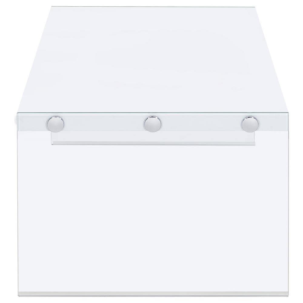 White Gloss Rectangular Coffee Table with Clear Glass Legs