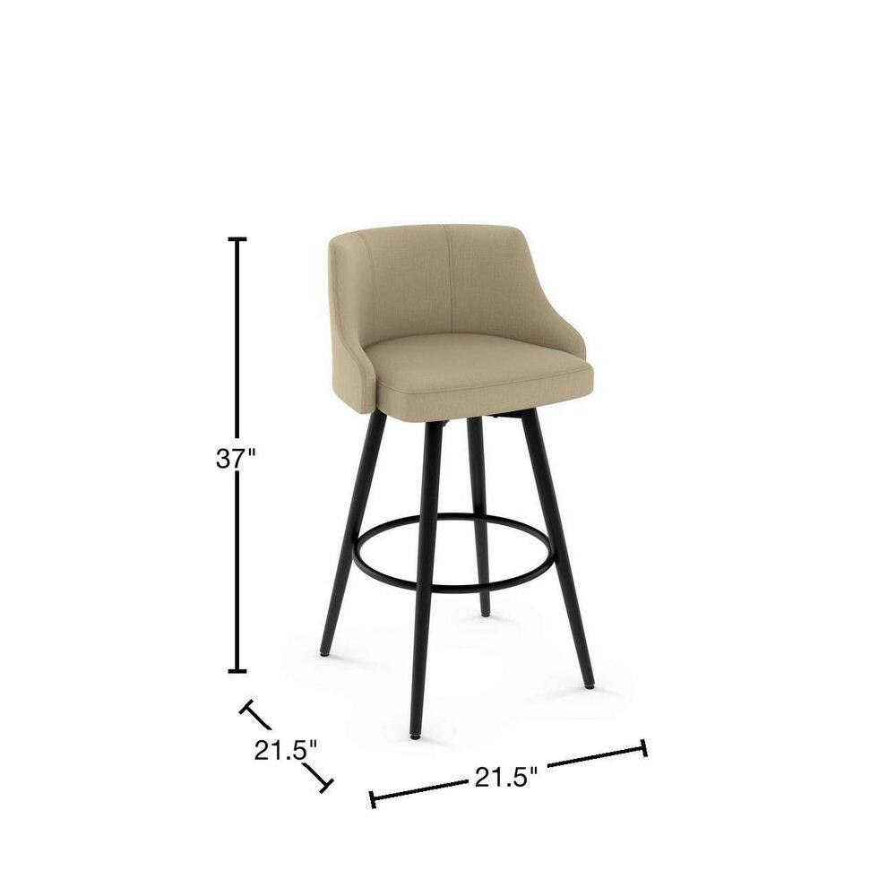 Duncan 26" Beige Velvety Fabric Swivel Counter Stool