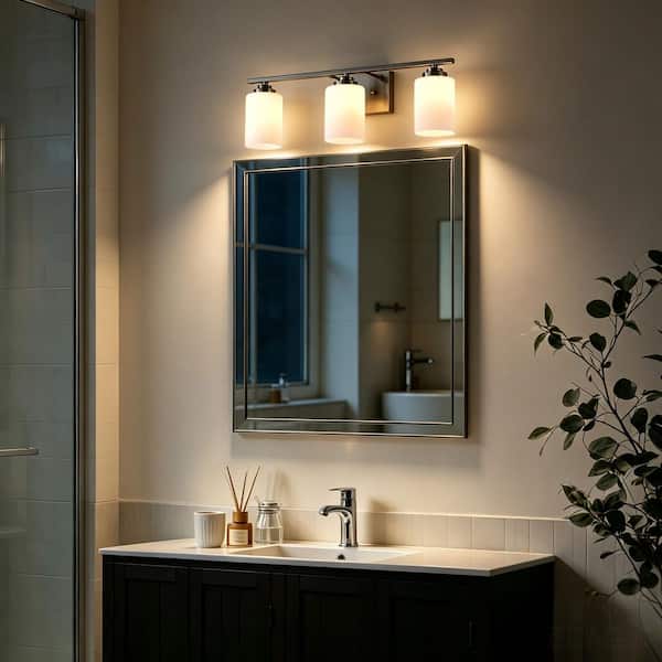 Edvivi 22 in. 3-Light Brushed Nickel Vanity Light with White