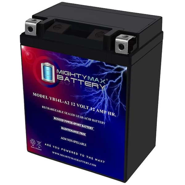 MIGHTY MAX BATTERY YB14L-A2 12V 12Ah Replacement Battery Compatible with BikeMaster YB14L-A2