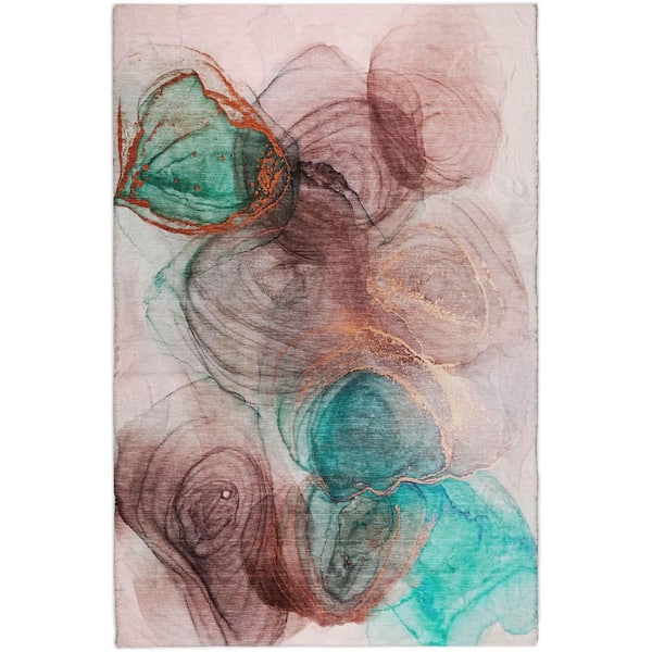 Dream Shag Premium Machine Washable Abstract ADS513 Burgundy 9 ft. x 12 ft. Area Rug