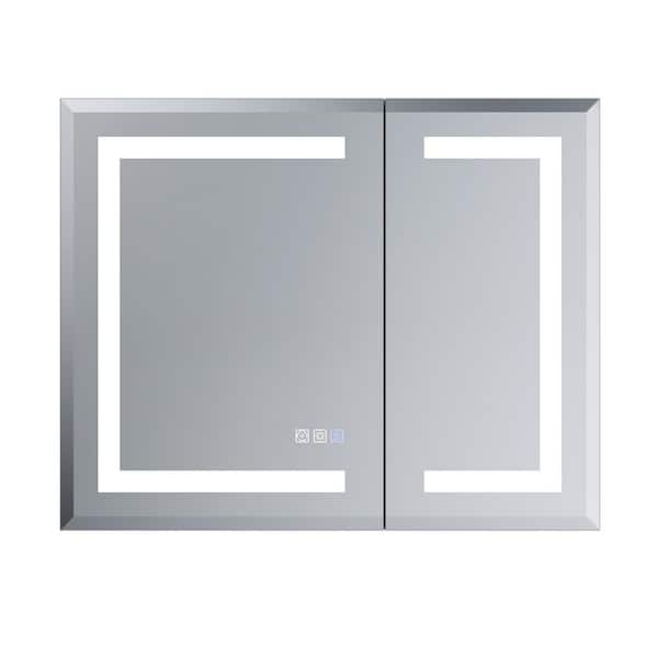 Hans 30 in. W x 24 in. H Rectangular Recessed or Surface-Mount Aluminum Bathroom Medicine Cabinet with Mirror