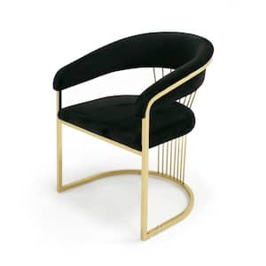 Black and Gold Velvet Metal Frame Dining Chair