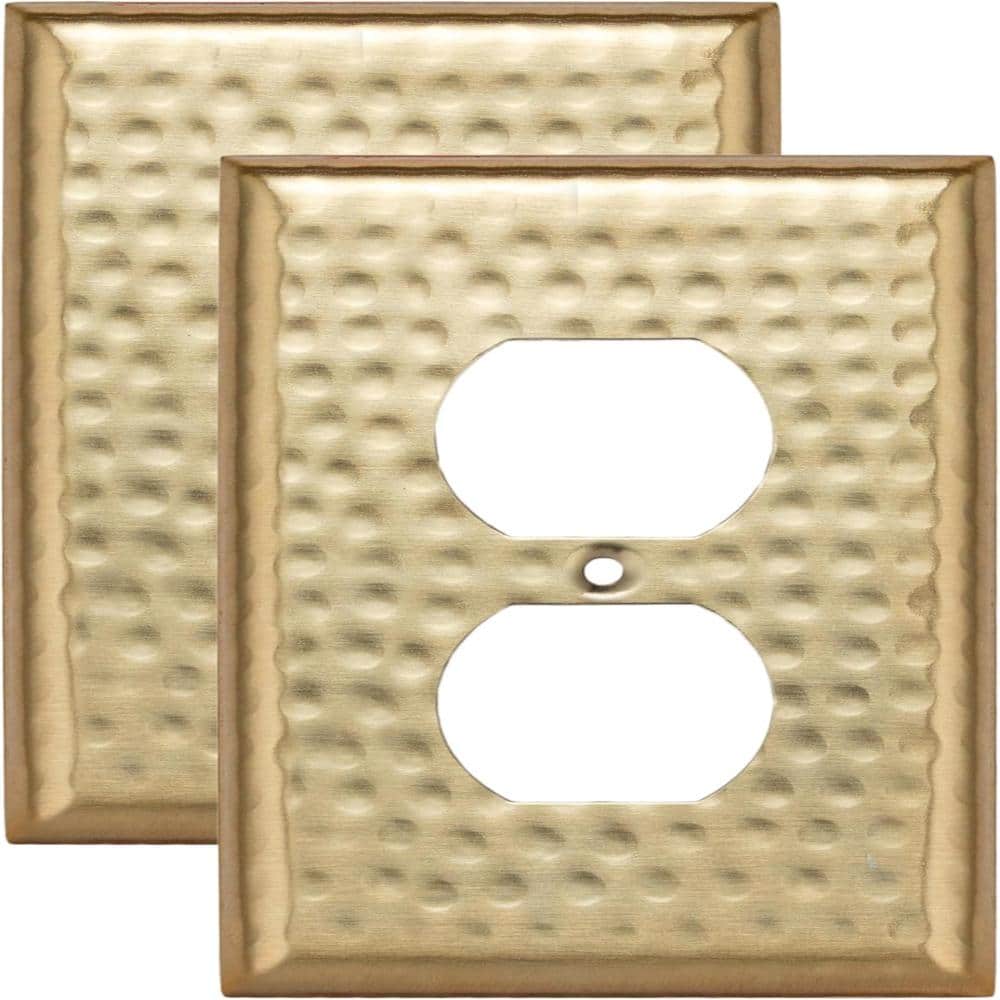 Hand Hammered 1-Gang Brushed Gold Duplex / Outlet Metal Wall Plate (2-Pack) price history on PriceWatchPro