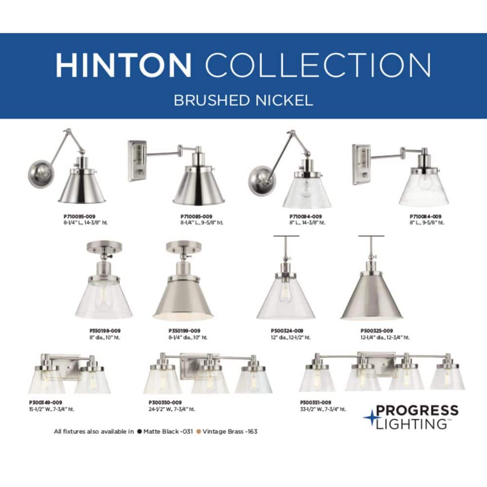 Hinton Brushed Nickel 1-Light Semi-Flush Mount Ceiling Light