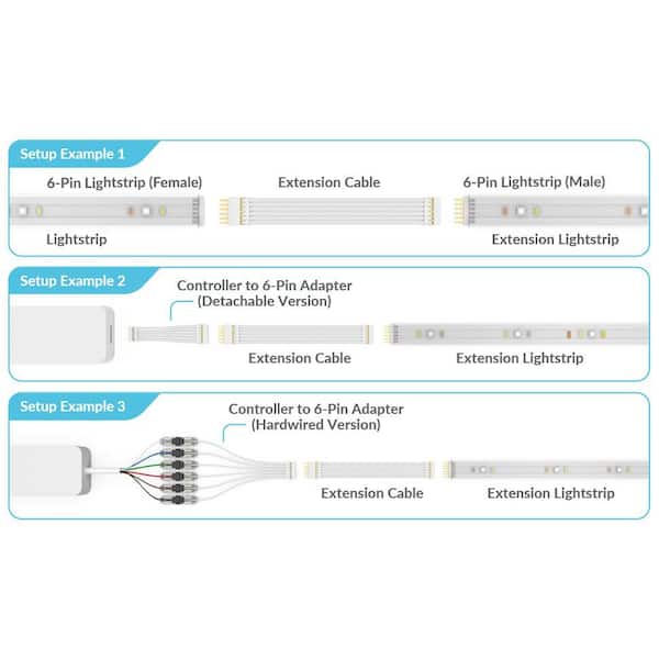 LITCESSORY Extension Cable for Philips Hue Lightstrip Plus (6 in