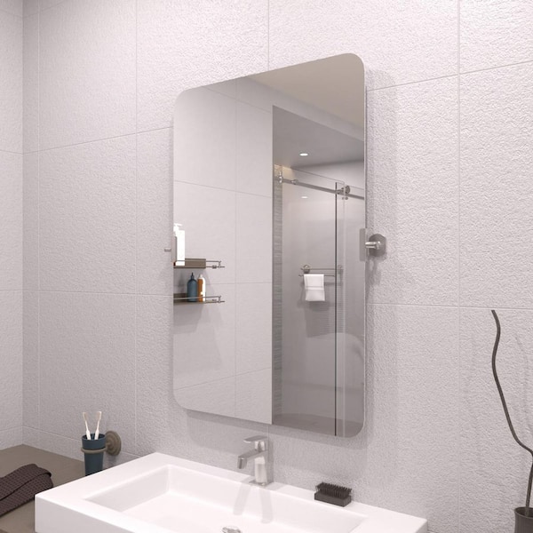 Opalyn 20 in. W x 30 in. H Rectangular Framed Tilt Wall Mount Bathroom Vanity Mirror in Brushed Nickel
