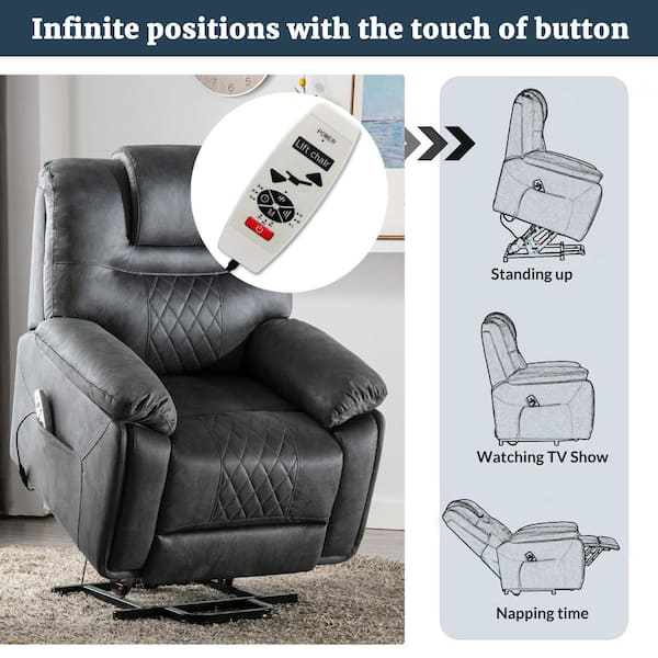 Lacoo swivel heated massage recliner with large headrest and thick  armrests, beige