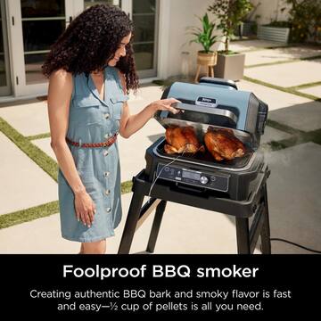 Woodfire Pro Connect Premium XL Outdoor Electric Grill and Smoker in Blue with Air Fryer and 2 Built-In Thermometers