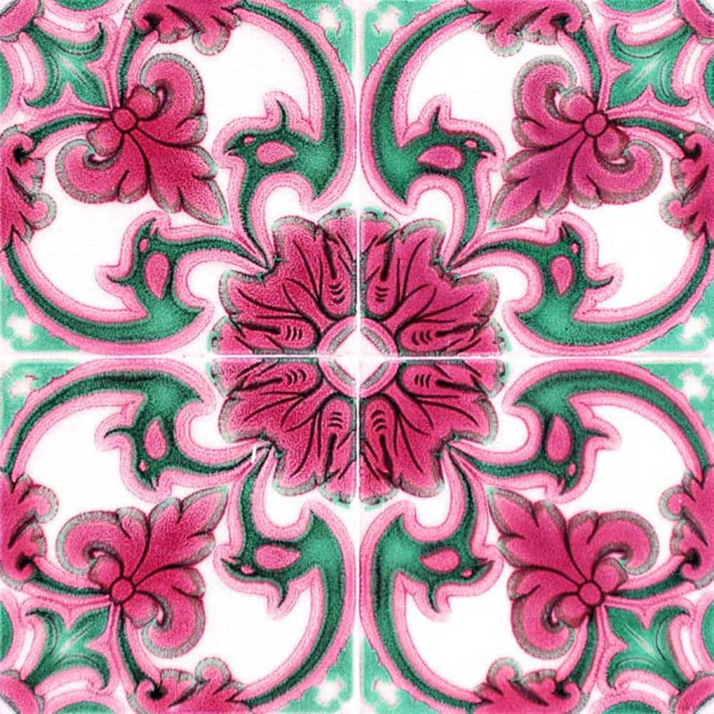 MI ALMA Green/Pink H36 12 in. x 12 in. Vinyl Peel and Stick Tile (24Tiles, 24 sq. ft./Pack) H36
