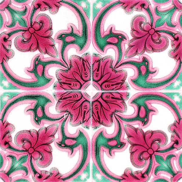 MI ALMA Green/Pink H36 4 in. x 4 in. Vinyl Peel and Stick Tile (24-Tiles, 2.67 sq. ft./Pack)