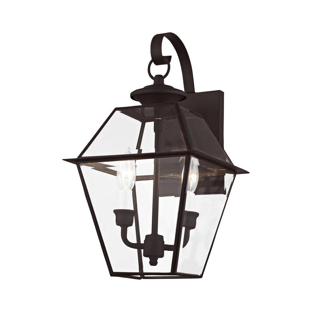 Charleston Elegance Bronze Outdoor Wall Lantern with Clear Beveled Glass