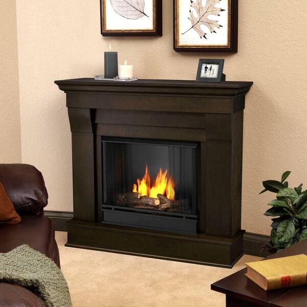 Real Flame Chateau 41 in. Ventless Gel Fuel Fireplace in Dark Walnut