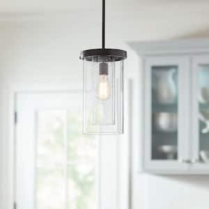 40-Watt 1-Light Royal Bronze Mini-Pendant with Clear Glass Dual Shade