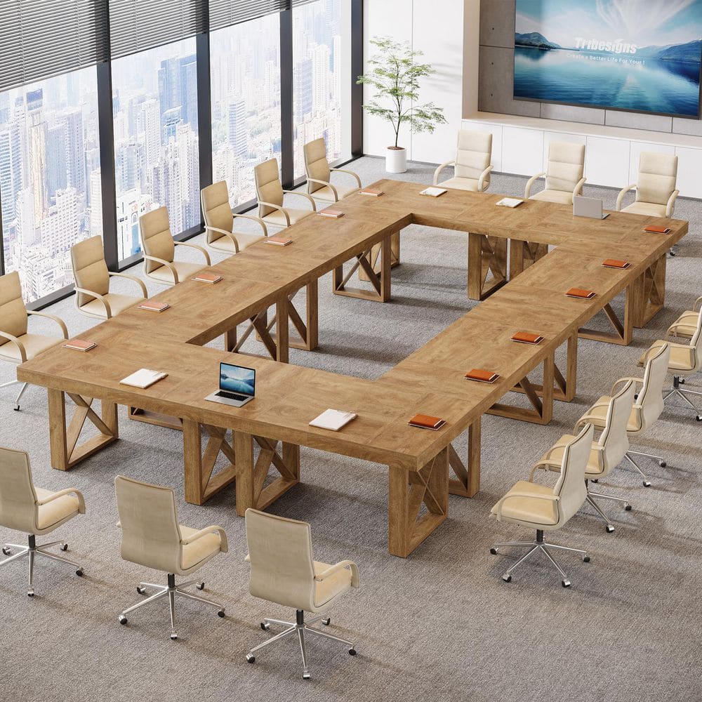 BYBLIGHT Moronia 63 in. Rectangle Brown Wood Computer Desk