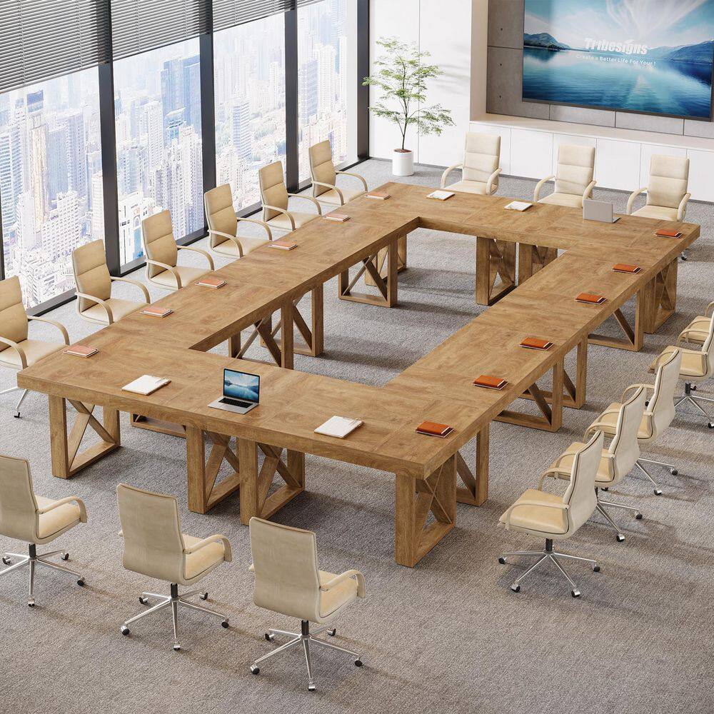 Computer Mix Table BYBLIGHT Moronia 63 in. Rectangle Mix Brown Wood Computer Desk ...