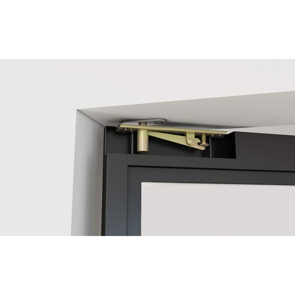 Black Steel Full Lite Frosted Glass Interior Pivot Door