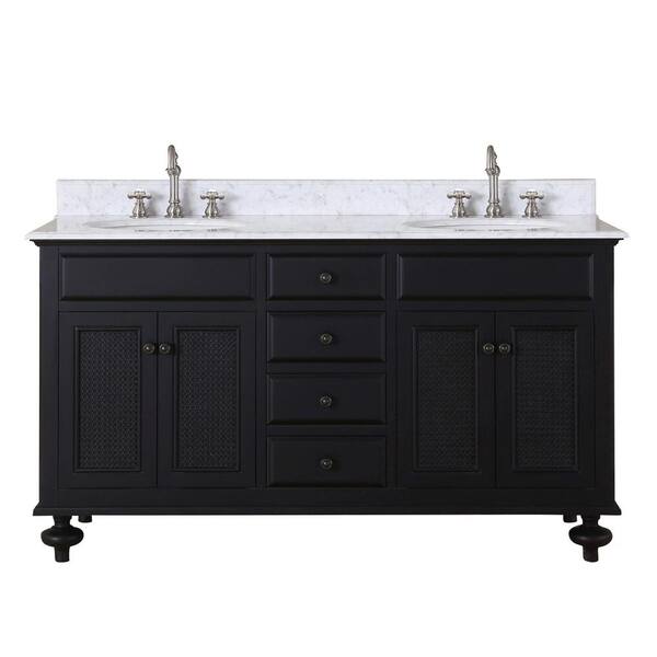 Water Creation London 60 in. Vanity in Dark Espresso with Marble Vanity Top in Carrara White with White Basin