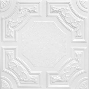 Evergreen 1.6 ft. x 1.6 ft. Glue Up Foam Ceiling Tile in Plain White (21.6 sq. ft./case)