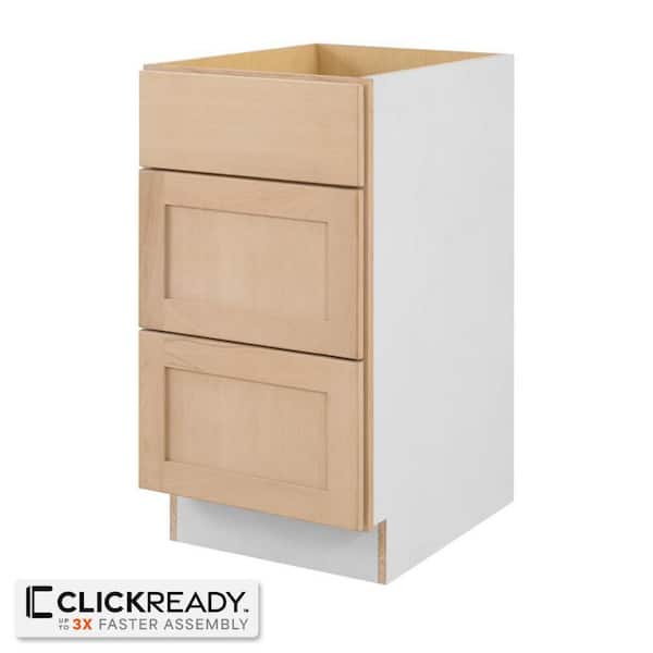 18 in. W x 24 in. D x 34.5 in. H Ready to Assemble Drawer Base Kitchen Cabinet in Unfinished with CLICKREADY Technology