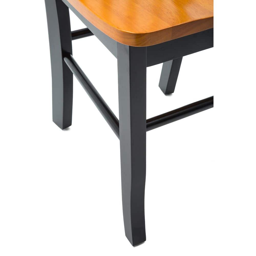 Set of 2 Black and Oak High Slat Back Dining Chairs