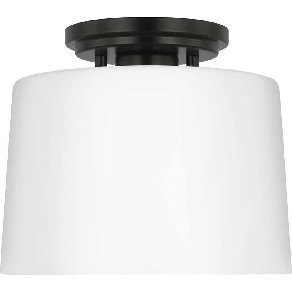 Adley Matte Black and Opal Glass Flush Mount Light
