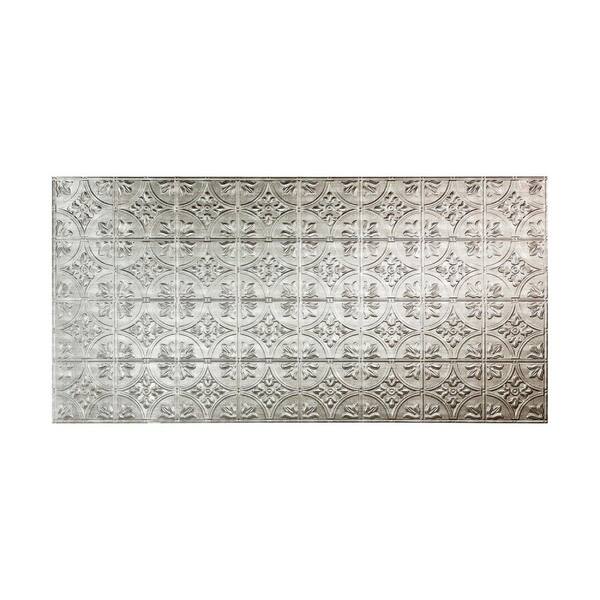 Fasade 96 in. x 48 in. Traditional 2 Decorative Wall Panel in Crosshatch Silver