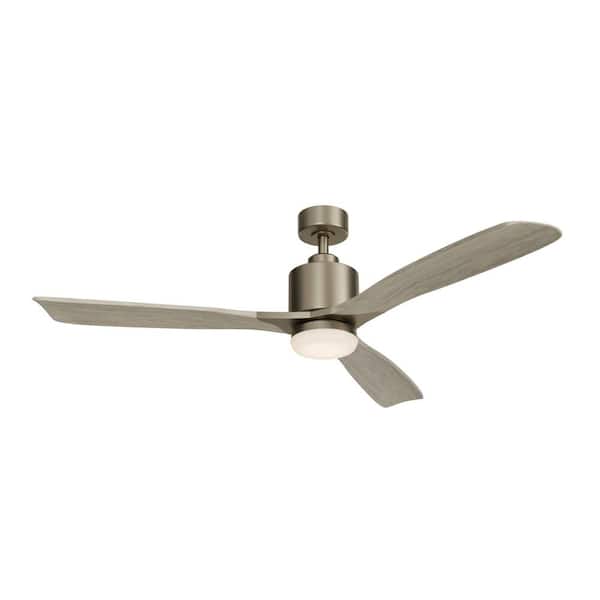 Ridley II 52 in. Indoor Antique Pewter Downrod Mount Ceiling Fan with Integrated LED with Wall Control Included