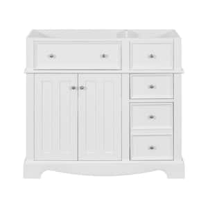 35.4 in. W x 17.8 in. D x 32.9 in. H Bath Vanity Cabinet without Top with 3 Drawers and Adjustable Shelf in White