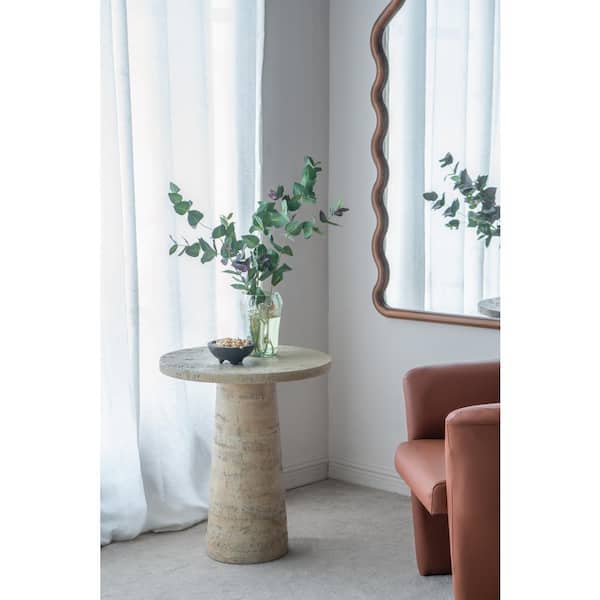 A & B Home 22 in. in Cream Round Cement End Table