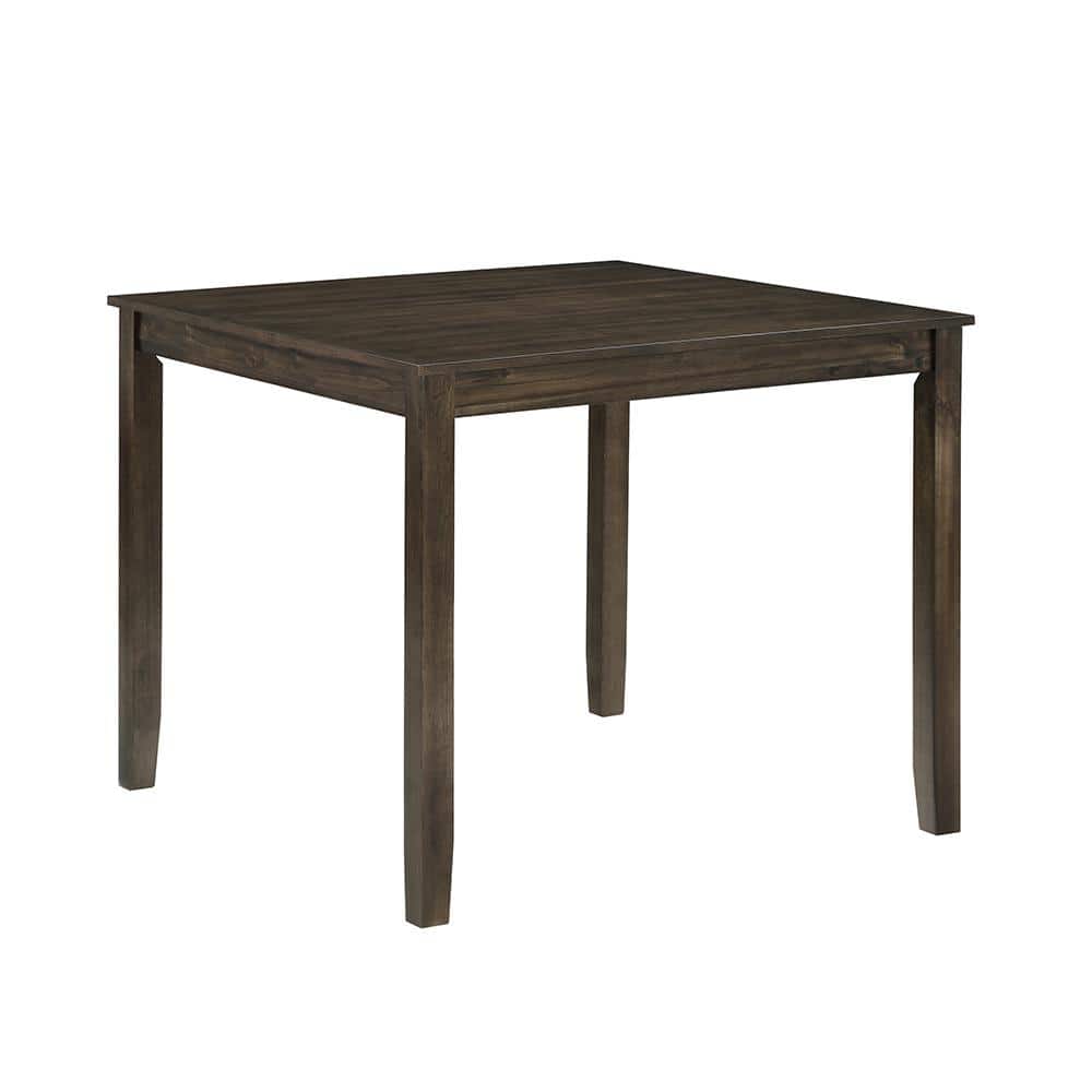 Charcoal Brown 5-Piece Square Dining Set with Faux Leather Seats