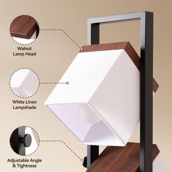 SUNMORY 67.5 in. Walnut 3-Light Tree Floor Lamp with Adjustable