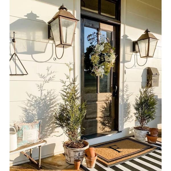 A1HC Flocked Markham 30 in. x 48 in. Coir Double Border Monogrammed F Non-Slip Outdoor Door Mat