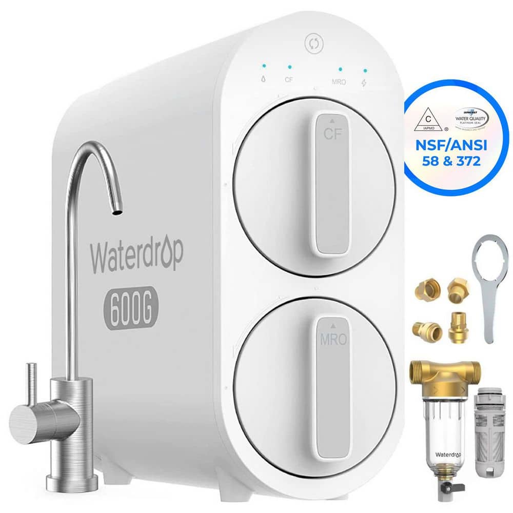 All-in-One Water Treatment Set: G2P600 Tankless 3-Stage RO Filtration System and Whole House Spin Down Sediment Filter