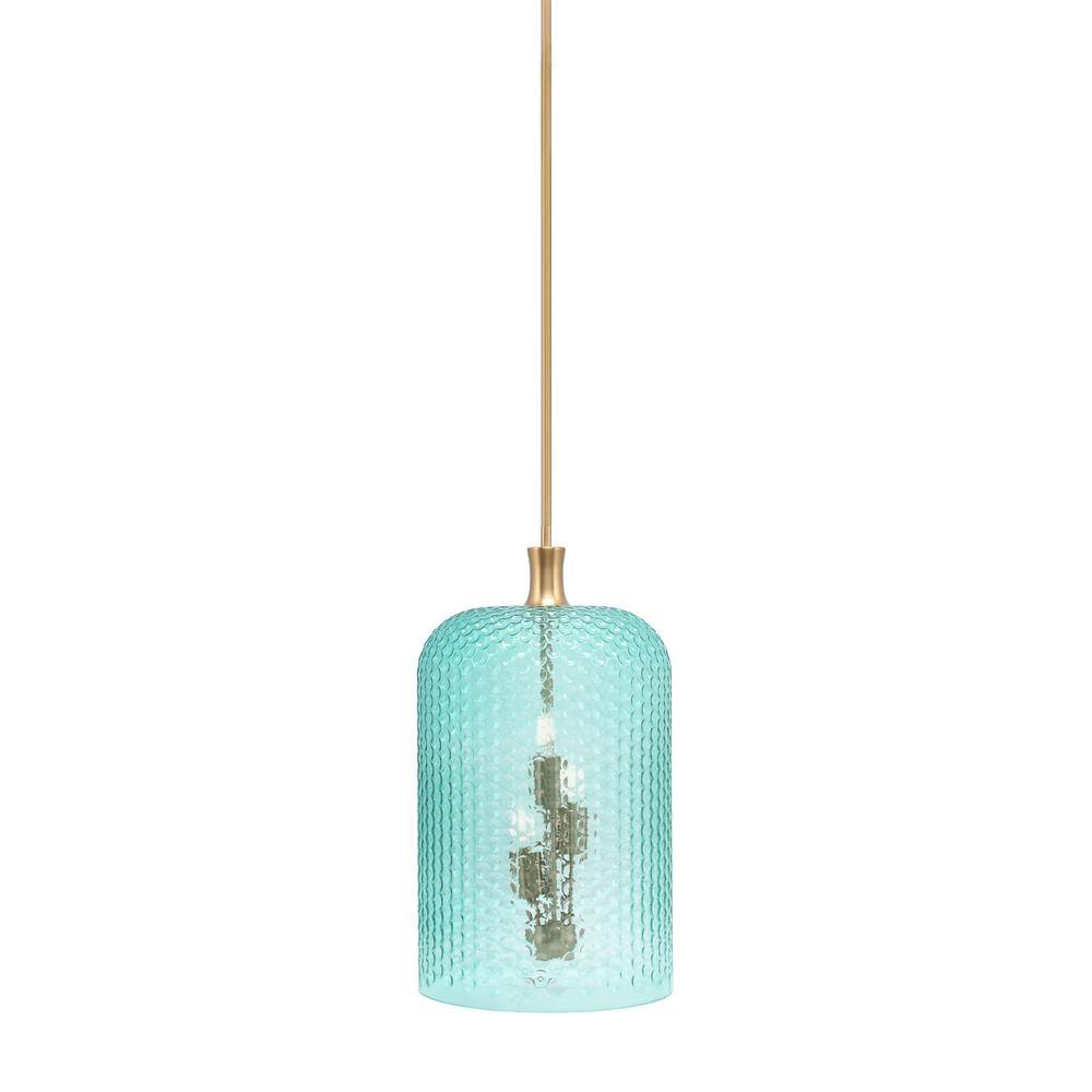 Tyler 60-Watt 3-Light New Age Brass Cluster Pendant Light with 12 Turquo