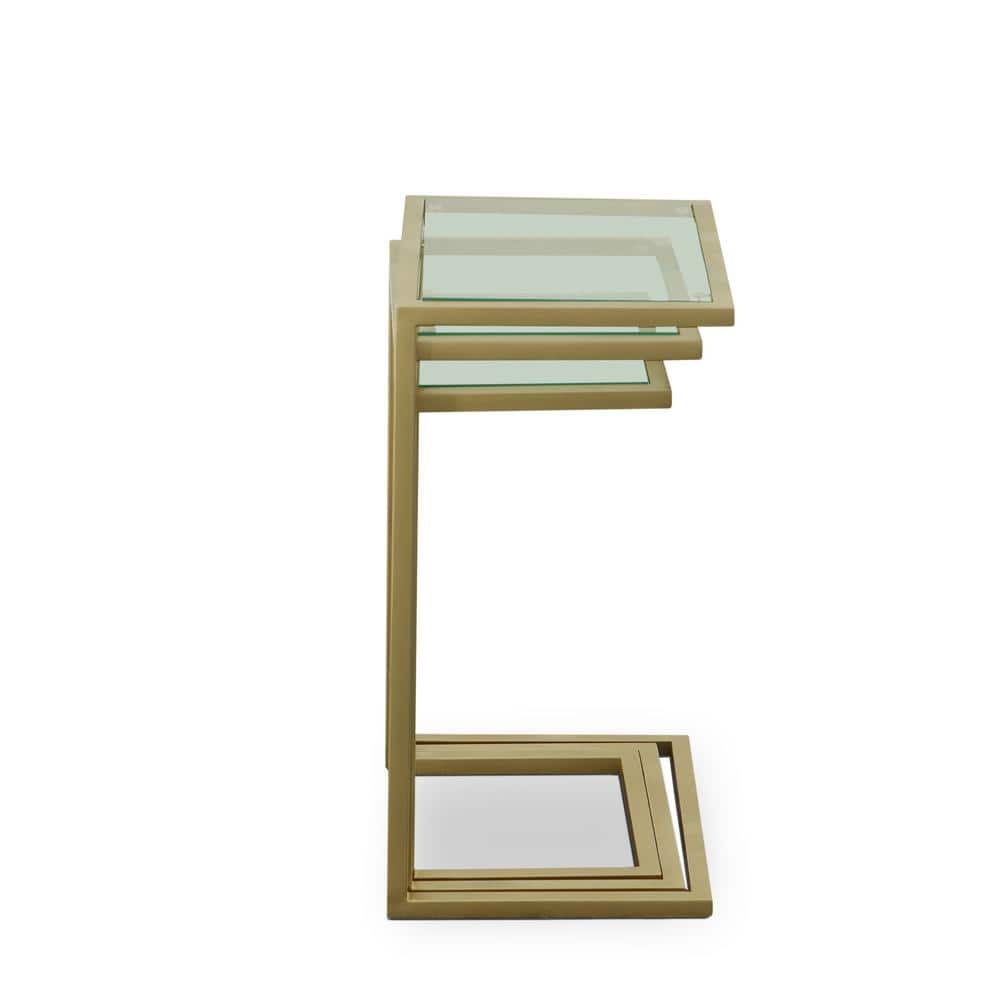 Addison Gold-Tempered Glass Modern Nesting Table Trio
