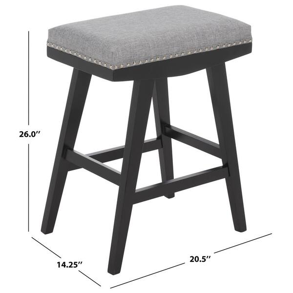 SAFAVIEH Minato 26 in. H Gray/Black Wood Bar Stool BST5601B - The