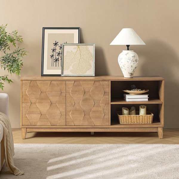 JAYDEN CREATION Tomas Seadrift 60 in. W Modern TV Stand for TVs up to 55 in.