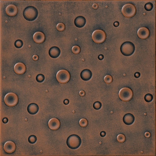 A La Maison Ceilings Bubbles 1.6 ft. x 1.6 ft. Glue Up Foam Ceiling Tile in Antique Copper Orange