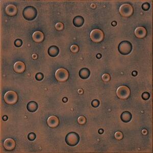 Bubbles 1.6 ft. x 1.6 ft. Glue Up Foam Ceiling Tile in Antique Copper Orange