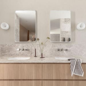 20 in. W x 30 in. H Silver Vanity Rectangle Wall Mirror Aluminum Alloy Frame Bathroom Mirror