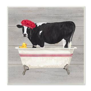 Quadro Su Tela Stupell Industries – Mucca Gentile Su Blu, Main Line Studio – 36 X 36 Cm, Cornice In Legno, Pronto Da Appendere